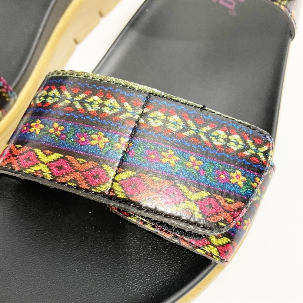 Alegria Women's Black Multi-Color Patterned Sandals - Picture 4 of 10